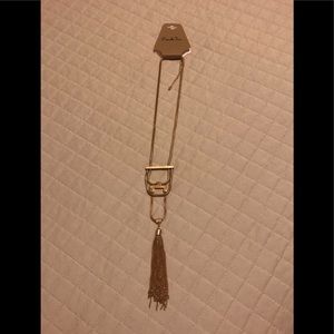 NWT gold tone 30” snake chain tassel necklace.